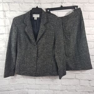 Talbots Collection Mixed Wool 2 Piece Skirt Suit Set